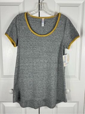 Lularoe Classic T Women's T Shirt Gray Yellow Size XS NEW